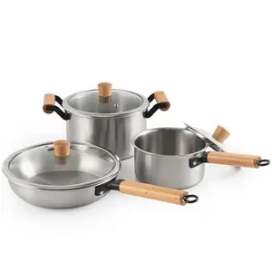 थोक भारी गेज 5 परत नीचे 10 टुकड़ा Nonstick Cookware सेट खाना पकाने स्टेनलेस स्टील के बर्तन