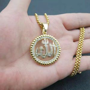 Nuovo Design 2019: Collana con Ciondolo Allah in Acciaio Inossidabile Placcato Oro 18K, Gioielli Religiosi Islamici con Cristalli - Product Image 6