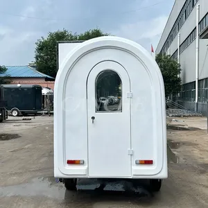 Chariot de restauration mobile personnalisé pour bubble tea, conforme aux normes australiennes, avec toit rond, pour la vente de snacks en extérieur - Product Image 5
