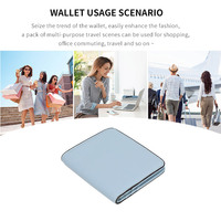 Dompet Mini Kulit PU Biru Muda Modis untuk Pria, Dompet Koin dengan Ritsleting, Tempat Kartu Pria, Tas Dompet untuk Pria, Tas Clutch