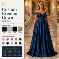 Robe de soirée plissée à épaules dénudées avec corsage étoilé et perles, vente en gros, sur mesure, usine