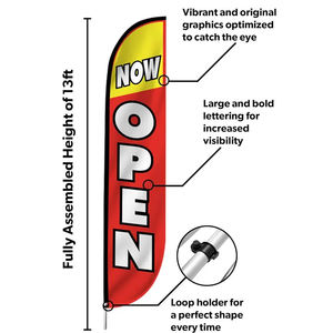 व्यापार संवर्धन के लिए फाइबरग्लास पोल किट पंख वाले ध्वज के साथ 12 फीट लंबा आउटडोर विज्ञापन ध्वज - Product Image 4