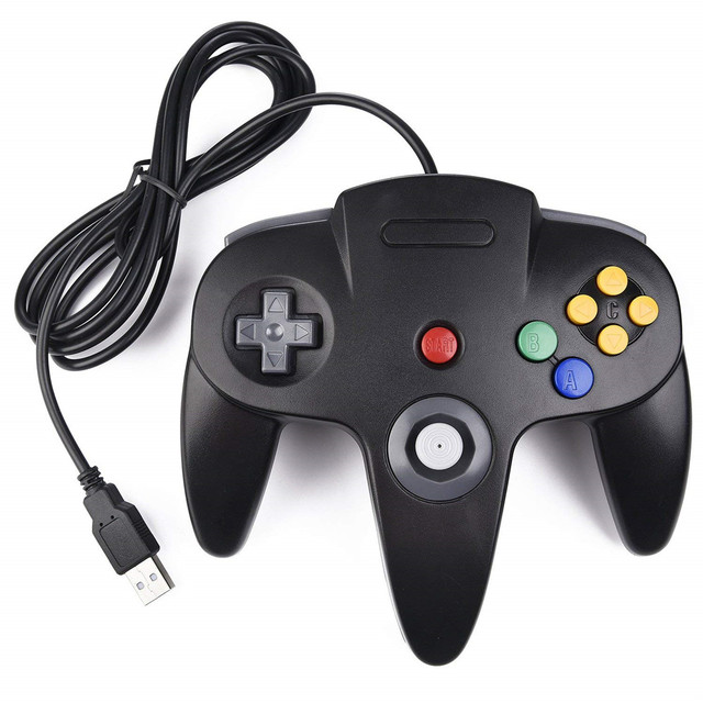USB Wired N64 Gamepad Controller Joystick Joypad for Nintendo 64 Black Red Grey Yellow Blue Vibration Motor Game Console