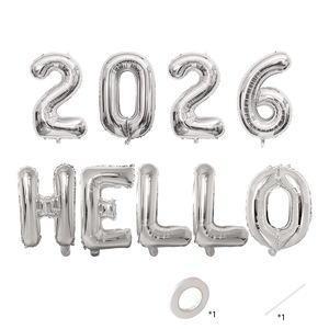 Set de Globos para Fiesta de Nochevieja 2026 de 16 Pulgadas, Set de Globos de Año Nuevo 2026, Globos de Número de Papel de Aluminio con la Leyenda 'Hola 2026' - Product Image 2