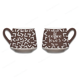 Tazza in Ceramica Marrone con Citazione e Motivo Geometrico, Ampia Capacità, Ecologica, Moderna, per Casa e Ufficio, Regalo per Feste - Product Image 4