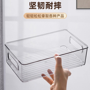 Transparent Plastic Storage <b>Bin</b> 50x40x30cm Stackable Rectangle Office Organizer For <b>Bedroom</b> Neatening - Product Image 2