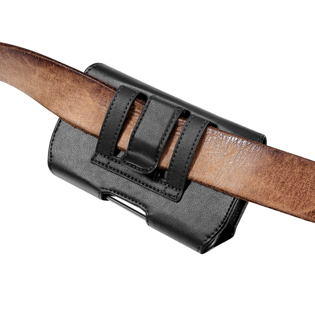 Men Travel Outdoor Universal Horizontal Card Carry case Holster Leather Cell Phone Holder Pouch Sleeve case With Belt Clip Loops
