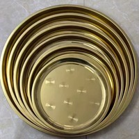 Plateau rond en acier inoxydable épaissi, motif floral estampé, plateau de service, plusieurs tailles (30-70 cm) pour restaurant et maison
