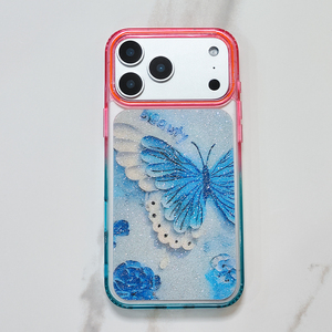 <span class=keywords><strong>Cover</strong></span> per Telefono con Glitter <span class=keywords><strong>Rosa</strong></span> Brillante e Farfalle Sfumate da 2.0MM per Apple <span class=keywords><strong>iPhone</strong></span> 18 <span class=keywords><strong>Pro</strong></span> <span class=keywords><strong>Max</strong></span> 13 14 15 16 Plus 17 Air - Product Image 2