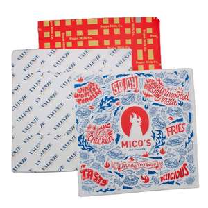 กระดาษห่ออาหารเคลือบแว็กซ์พิมพ์ลายตามสั่ง ขนาด 10x10 นิ้ว สีชมพู ลายดอกบลูฟลอรัล สี่สี แบบแผ่นหลวม  ธีมเลมอน พิมพ์สีเต็มแผ่น ไม่เป็นคราบไขมัน - Product Image 1