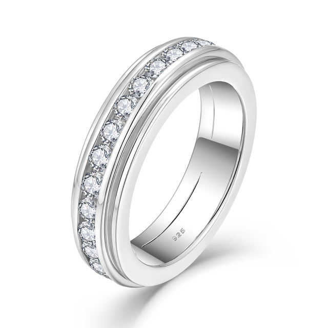High Quality Rhodium Plated 925 Sterling Silver Spinner Ring