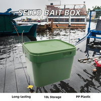 Seau à appâts en plastique PP vert 637g pour la pêche à la carpe en eau douce, pour la rivière et le lac, durable, capacité de 10L