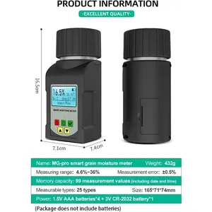Medidor de Humedad Inteligente para 25 Tipos de Granos, Pantalla Digital, Analizador de Humedad para Trigo, Soja, Café, Cacahuetes - Product Image 3