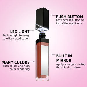 Producto de maquillaje recién llegado, brillo de labios brillante vegano de Etiqueta Privada, brillo de labios con luz LED al por mayor con espejo y logotipo personalizado - Product Image 3