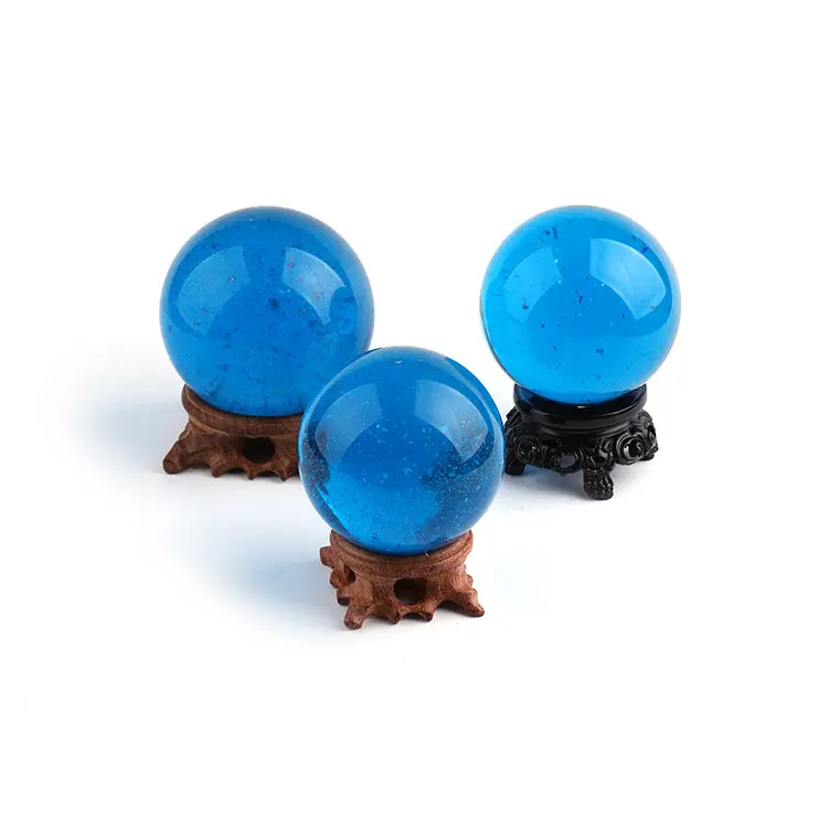 2023 Mais popular design redondo cristal claro azul vidro bola para cristal dom artesanato decoração artesanato natural