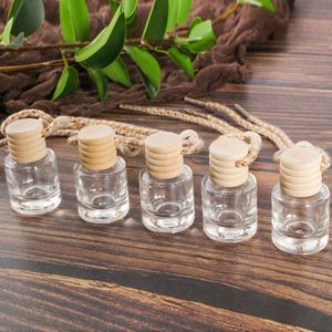 Clear Round Empty Glass Car Perfume <b>Bottles</b> <b>10ml</b> Screw Cap Cork Sealing with Screen Printing for Air Freshener and Liquid Soap - Product Image 2