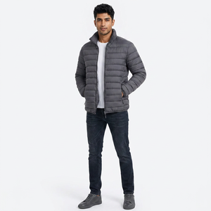 Veste matelassée en toile pour homme, col montant, logo personnalisé sur le devant, service OEM, prix abordable, qualité supérieure, vente en gros FINER THREADS - Product Image 1
