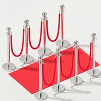 Ensemble de 6 poteaux de délimitation en velours rouge pour tapis rouge, avec cordes, pour événements traditionnels et cérémonies de remise de prix