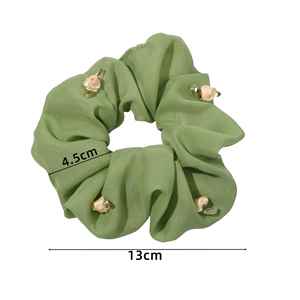 Elastic Hair Scrunchy Bands Wide Large Polyester Scrunchies Scrunchy Hair Tie for Women <b>Sweet</b> <b>Flower</b> Ponytail Holder - Product Image 3