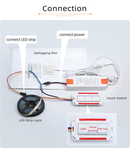 Nouveau DC12V 5A 60W désembuage miroir interrupteur tactile Double clé bicolore 24G Radar interrupteur tactile pour miroir de salle de bain - Product Image 3