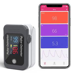 Oksimeter denyut ujung jari Bluetooth, pemantau oksigen darah & denyut nadi, portabel dengan layar OLED untuk RUMAH & Olahraga - Product Image 1