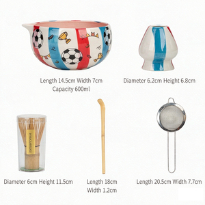Juego de Matcha con Diseño de Balón de Fútbol a Rayas, Tazón de Matcha, Kit de Ceremonia <span class=keywords><strong>del</strong></span> Té Japonés Personalizado, Regalo Único para Amantes <span class=keywords><strong>del</strong></span> Deporte - Product Image 2