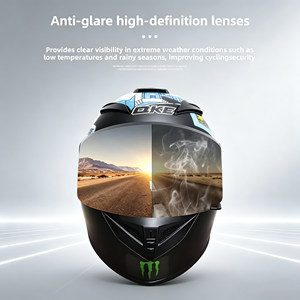 Nuevo <span class=keywords><strong>Casco</strong></span> de Motocicleta <span class=keywords><strong>Integral</strong></span> QIKE Predator con Espejo Dorado, Certificado 3C/DOT, Carcasa de ABS, Estilo Racing, para Todas las Estaciones - Product Image 4