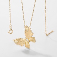 Bijoux fins polyvalent en argent Sterling 925 plaqué or Style Vintage rétro Niche brossé papillon pendentif collier pour les femmes