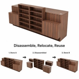 Balcão de Farmácia em Madeira com Design Moderno para Loja, Balcão de Checkout para Varejo, Balcão Pequeno para Loja de Cosméticos com Iluminação LED - Product Image 5