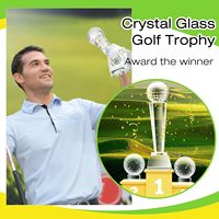 Trophée de golf personnalisable en cristal K9 avec gravure, support de présentation de balle, boîte cadeau pour reconnaissance de l'excellence, personnalisé