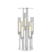 Chandelier en acrylique transparent à 6 têtes, décoration de centre de table de mariage, avec plateau à fleurs détachable, pour la décoration de table de réception