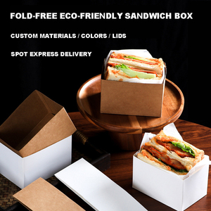 Bán buôn gấp miễn phí bánh sandwich bánh mì nướng bánh mì Hamburg Kraft hộp giấy biểu tượng tùy chỉnh thực phẩm lớp Burger bao bì các tông hộp giấy - Product Image 2