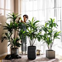 Plante de Dracaena naturelle à 2 tiges, arbre artificiel réaliste en soie, en pot dans un panier tressé, grand format, pour décoration intérieure style bohème, vente en gros