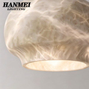 Alabaster Minimalist Style Cone Lamp Design Restaurant Bar Bedroom Bedside Chandelier Pendant <b>Lights</b> HM-ZZ-8276 Warm White <b>Light</b> - Product Image 6