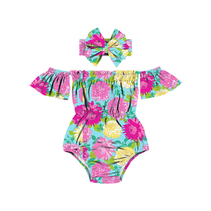 2LLY-136 Mono de Verano sin Mangas con Hombros Descubiertos y Volantes Florales para Bebés Recién Nacidas - Product Image 2