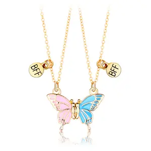 Модное ожерелье дружбы США, ожерелье с бабочкой лучшего друга, комплект из 2 предметов для женщин