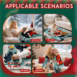 Merry Christmas Plush Throw <b>Blanket</b> With Nativity Scene Print Rectangular Cozy Home Decor Winter Use - Product Image 5