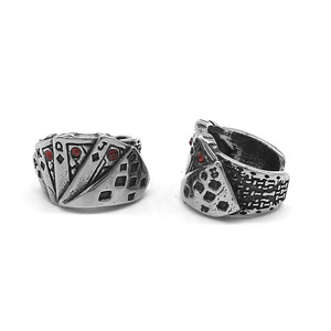 yunnique Tibetan Silver <b>Playing</b> <b>Card</b> Stud Earrings With Rhinestones Party Jewelry For Men Women - Product Image 5