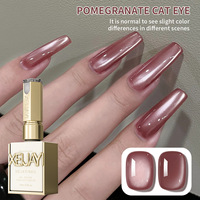 Vernis à ongles gel XEIJAYI style rétro œil de chat, rouge brun, perles de verre, gel UV longue durée, flacon de 15 ml