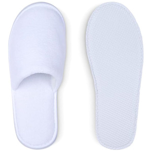 Chaussons d'hôtel jetables personnalisés blancs écologiques avec semelle extérieure en EVA, logo brodé, plusieurs tailles disponibles - Product Image 1
