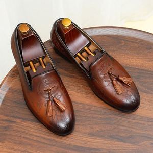 Customized Handmade Oxford Round <b>Toe</b> Slip-On Dress Shoes Genuine Leather Upper Shock-Absorbant Waterproof for Men's Autumn Use - Product Image 6
