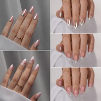 30 pièces de faux ongles à presser personnalisés style French Manucure, vente en gros, faux ongles artificiels 3D de luxe faits à la main, ensemble d'ongles à presser en gel souple