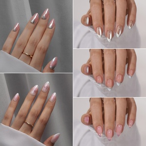 30pcs Custom Designer French Tip Press on Nails Wholesale Fake Artificial Nails 3D Luxury Handmade Soft Gels Press on Nails Set - Product Image 2