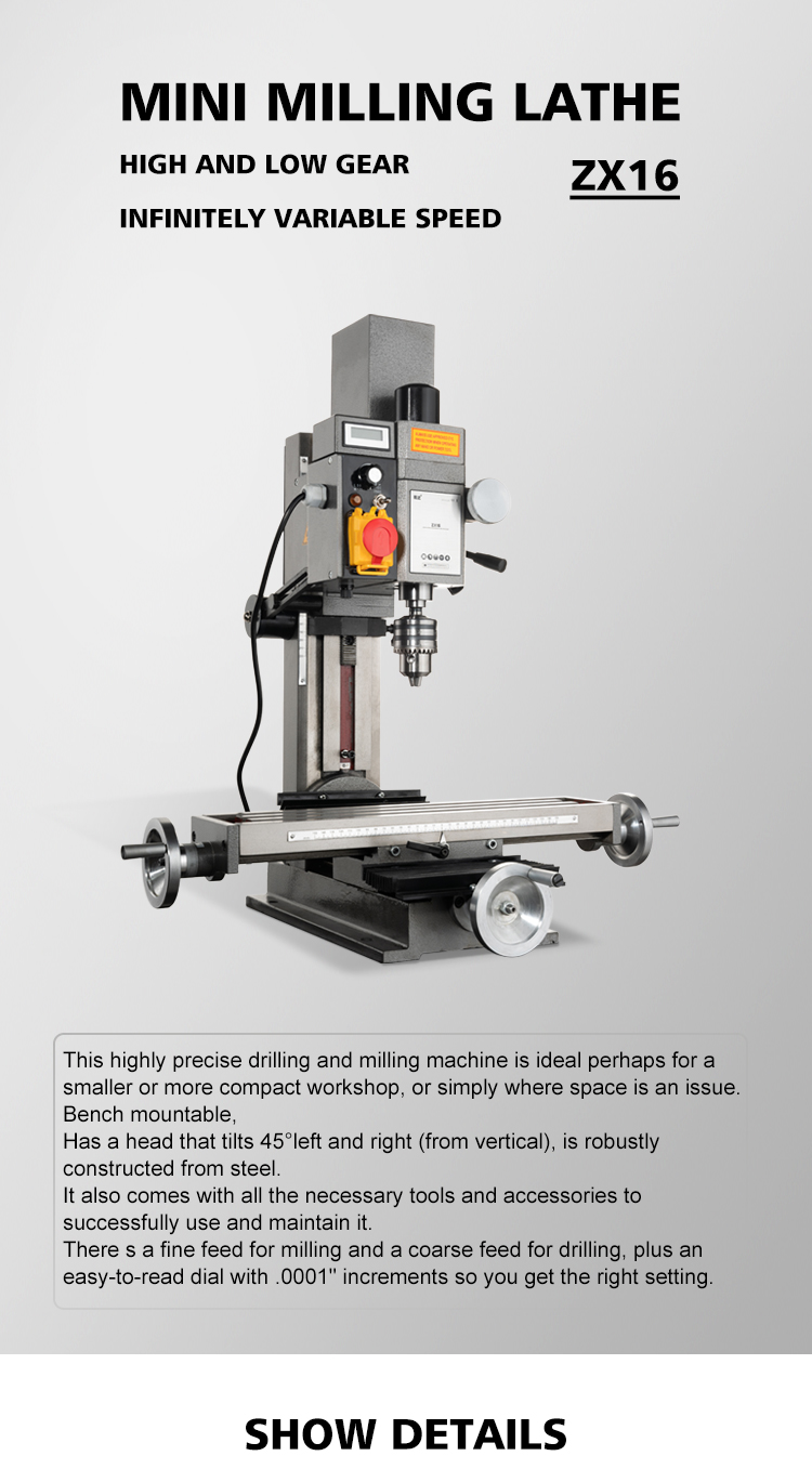 highly precise drilling and milling machine  ZX16 mini  lathe milling and drilling machine