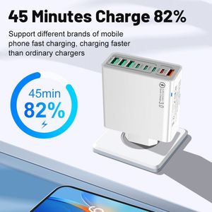 Chargeur rapide 8 ports 4USB + 4Type-C QC3.0, tête de charge multi-interface pour téléphones et tablettes - Product Image 2