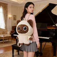 Sac à dos en peluche chat de dessin animé tendance, poupée sac à dos chat, cadeau d'anniversaire