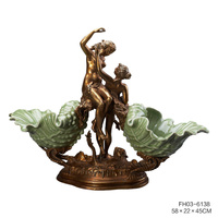 Plateau à fruits EXHY classique en porcelaine et cuivre avec décoration angulaire élégante 26*26*37cm pour la maison, le club-house, la salle à manger