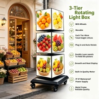Présentoir publicitaire rotatif LED 3 niveaux pour fruits et légumes, 40 cm de hauteur, 145 cm, étanche
