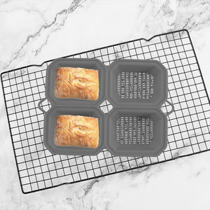 Molde de silicona de grado alimenticio para repostería, fácil de desmoldar, 4 compartimentos, molde para hornear DIY, para hacer pasteles y pan - Product Image 5