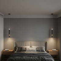 Petit luminaire suspendu LED noir cylindrique à économie d'énergie 7W pour la maison moderne, l'hôtel, le restaurant, le bar